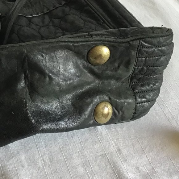 Cynthia Rowley Large Black Leather Quilted Tote Bag / Purse - Picture 12 of 13